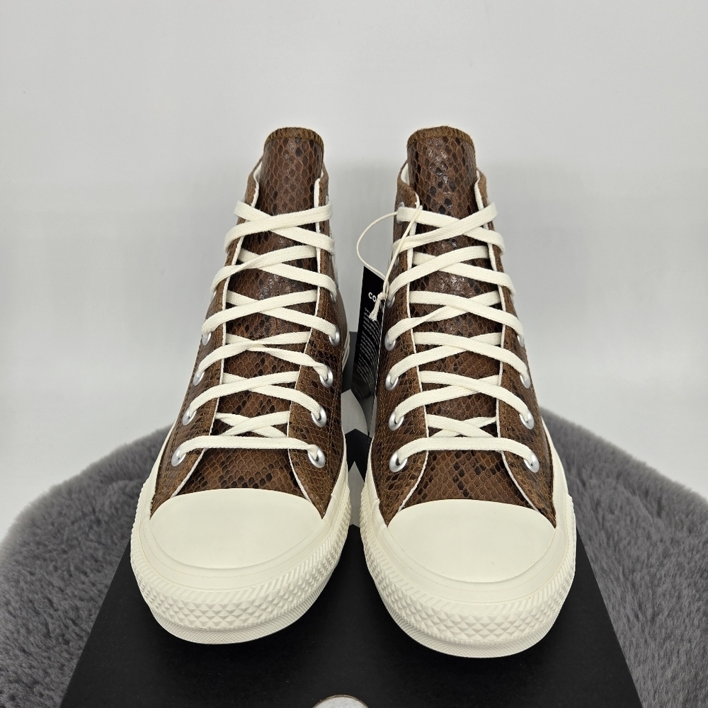 Converse Chuck Taylor All Star High Snakeskin Dark Whiskey Women's Shoes Size 6 - Picture 2 of 8
